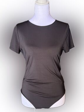 Express Body Contour Smoothing Bodysuit Black Snatched Fit Tee Top M